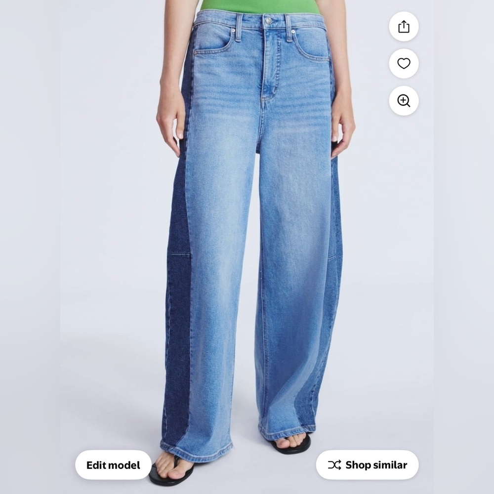 Scoop Women's Two-Tone Baggy Barrel Jeans Size 16